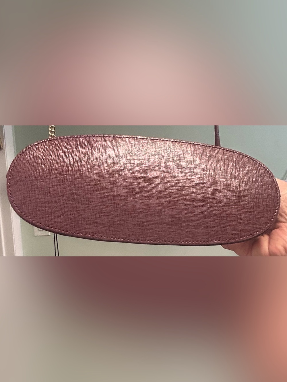 Furla Atena Small Dome Crossbody Saffiano Leather in Plum. NWT. COA Included. - Picture 10 of 15